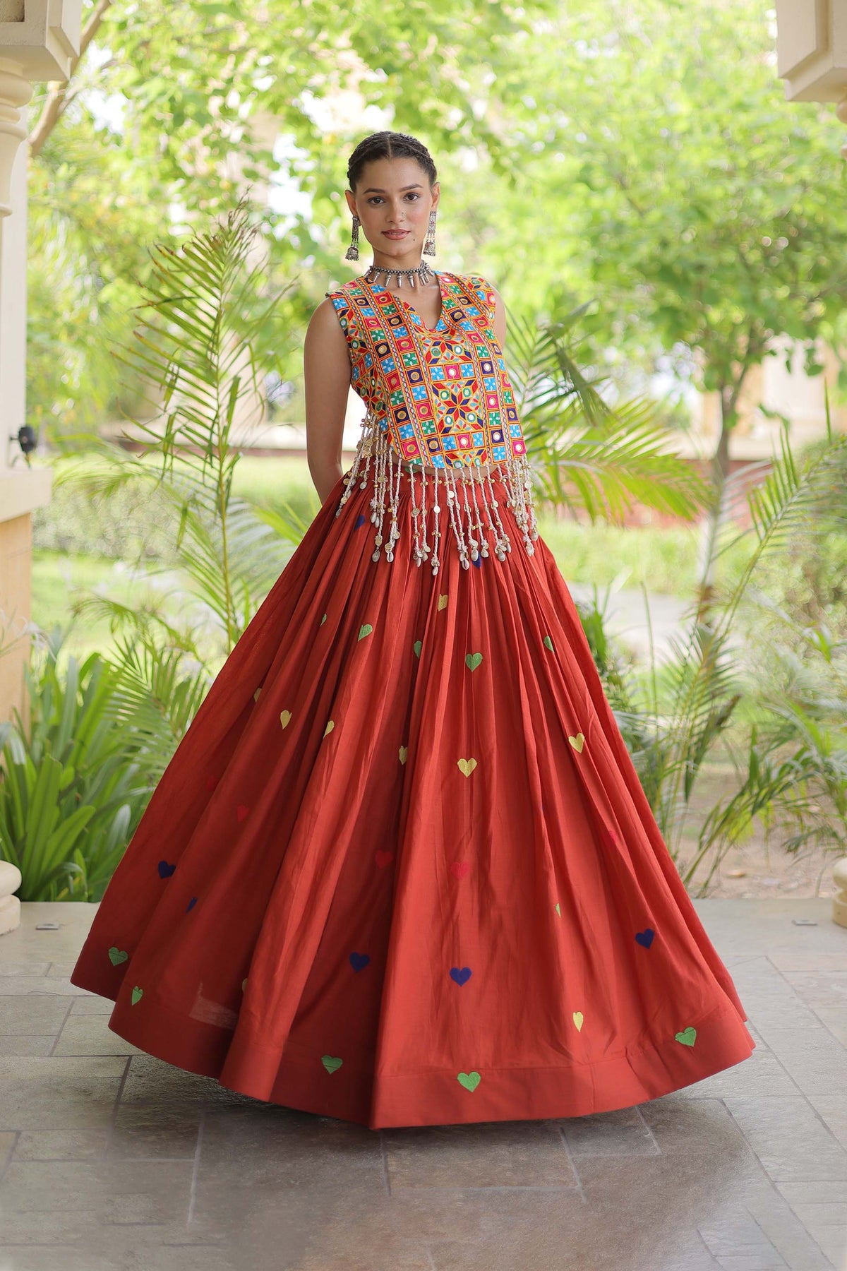 Prem Kutchi Rust Kora Cotton Lehenga Set