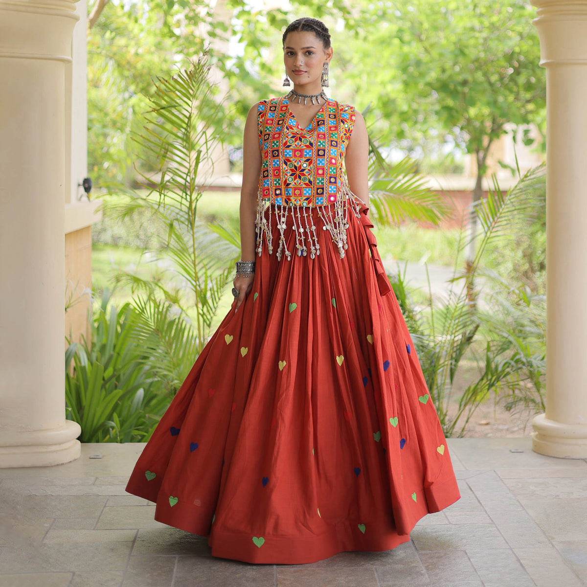 Prem Kutchi Rust Kora Cotton Lehenga Set