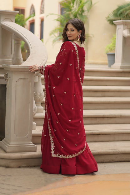 Royal Maroon Embroidered Gown