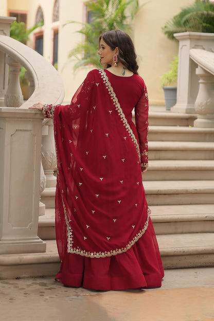Royal Maroon Embroidered Gown