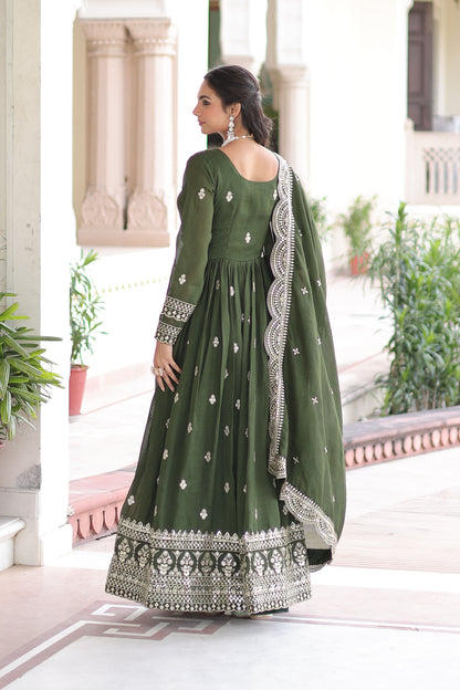 Ocira Emerald Green Gown with Dupatta