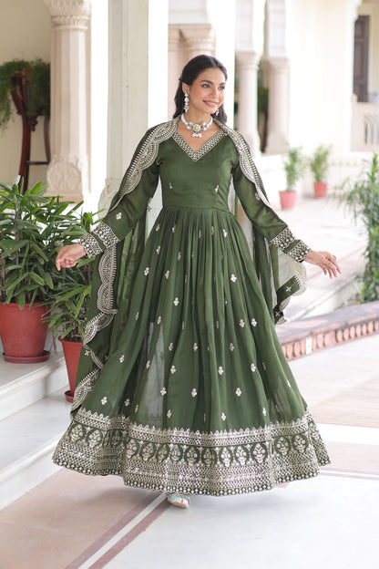 Ocira Emerald Green Gown with Dupatta