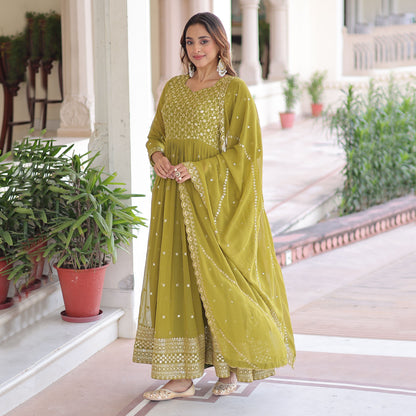 Vatsala Peridot Green Gown with Dupatta