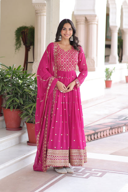 Arghwani Rani Pink Gown with Dupatta