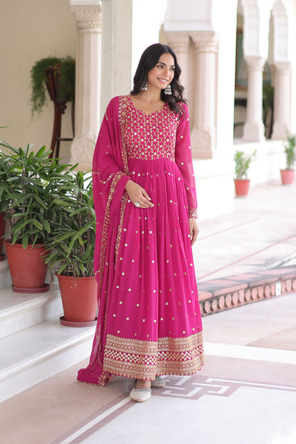 Arghwani Rani Pink Gown with Dupatta
