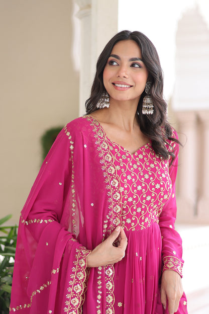 Arghwani Rani Pink Gown with Dupatta