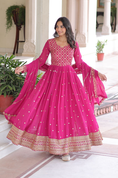 Arghwani Rani Pink Gown with Dupatta