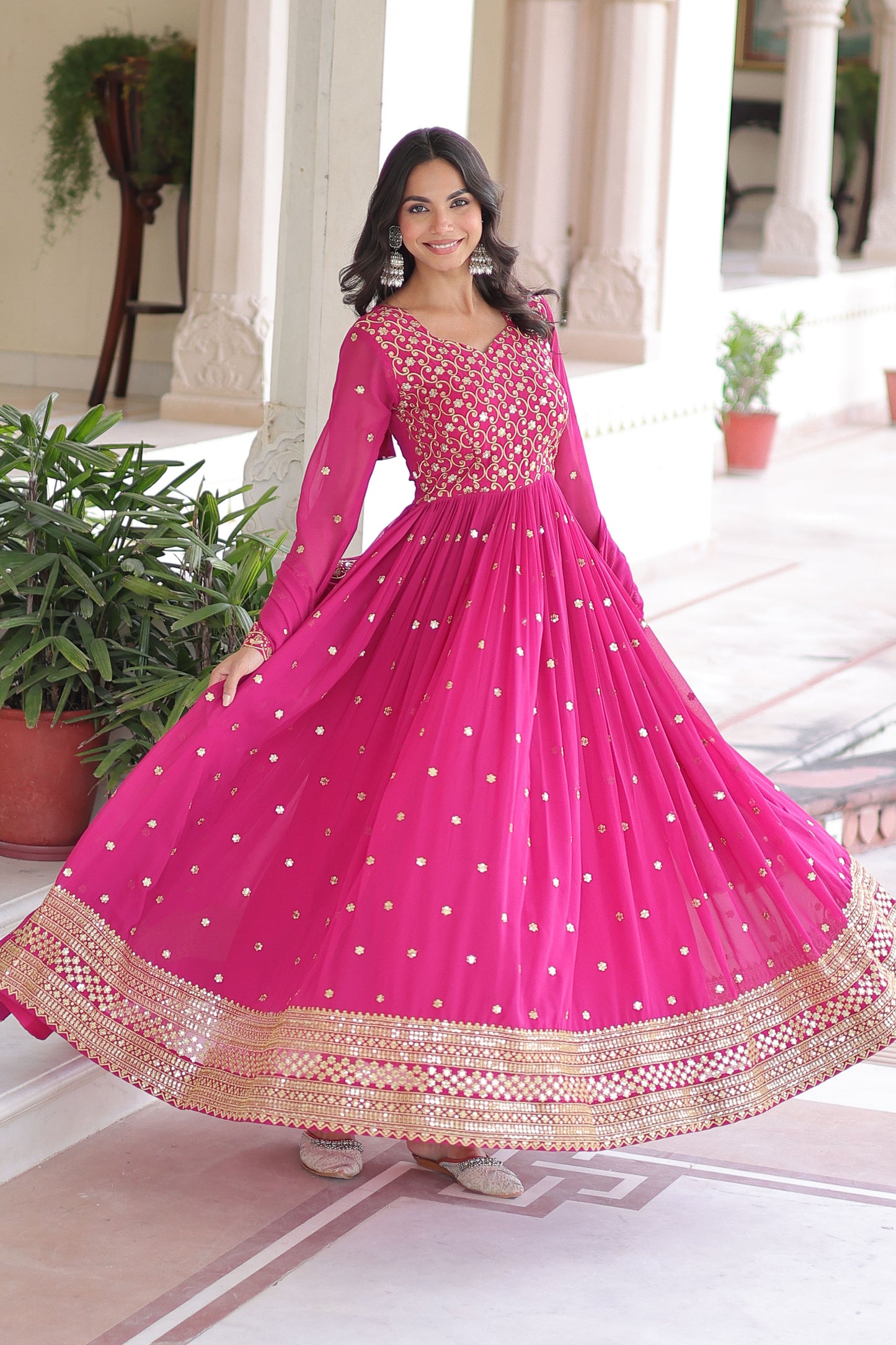 Arghwani Rani Pink Gown with Dupatta