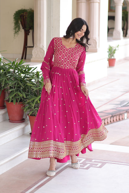 Arghwani Rani Pink Gown with Dupatta