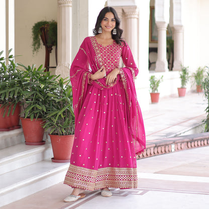 Arghwani Rani Pink Gown with Dupatta