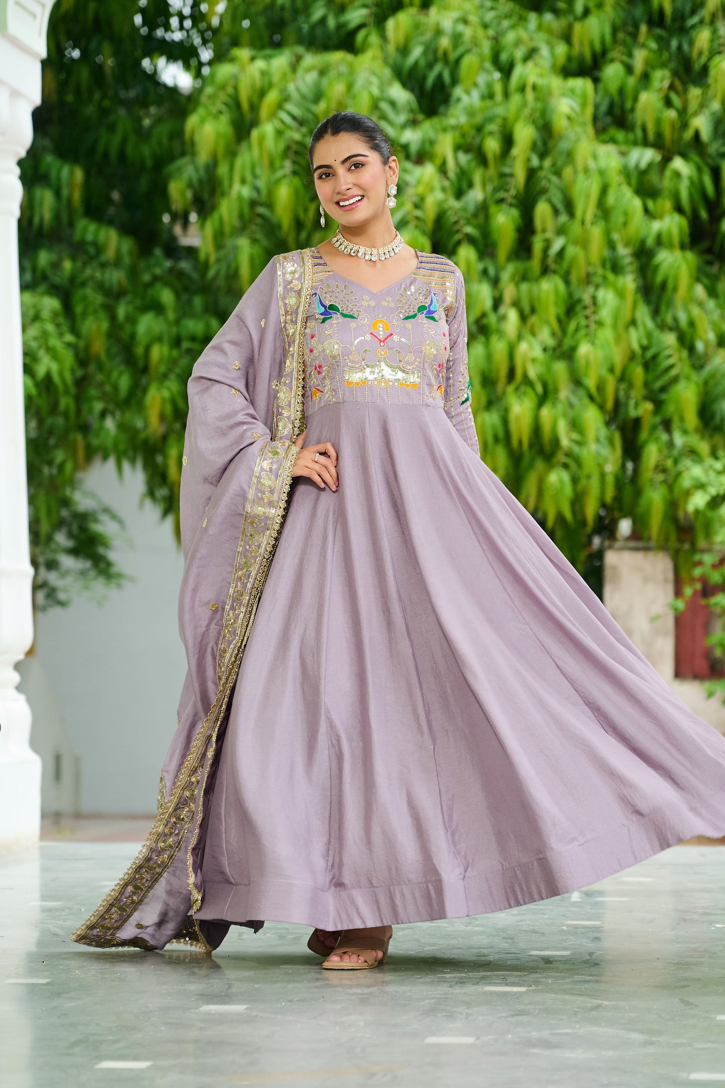 Navyara Lavender Onion Gown with Dupatta