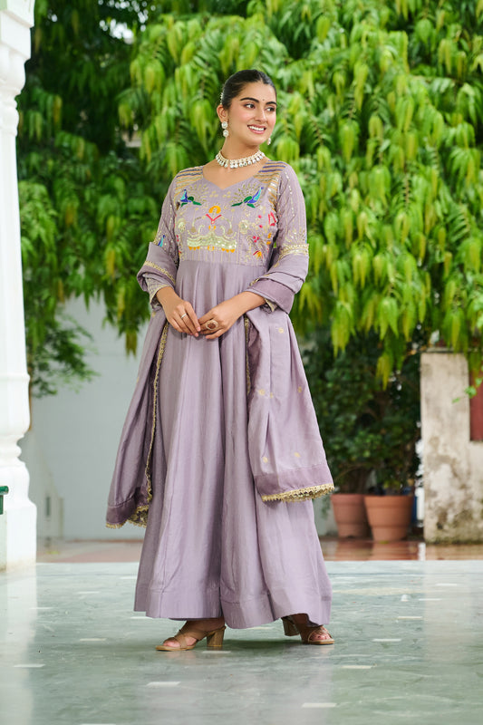 Navyara Lavender Onion Gown with Dupatta