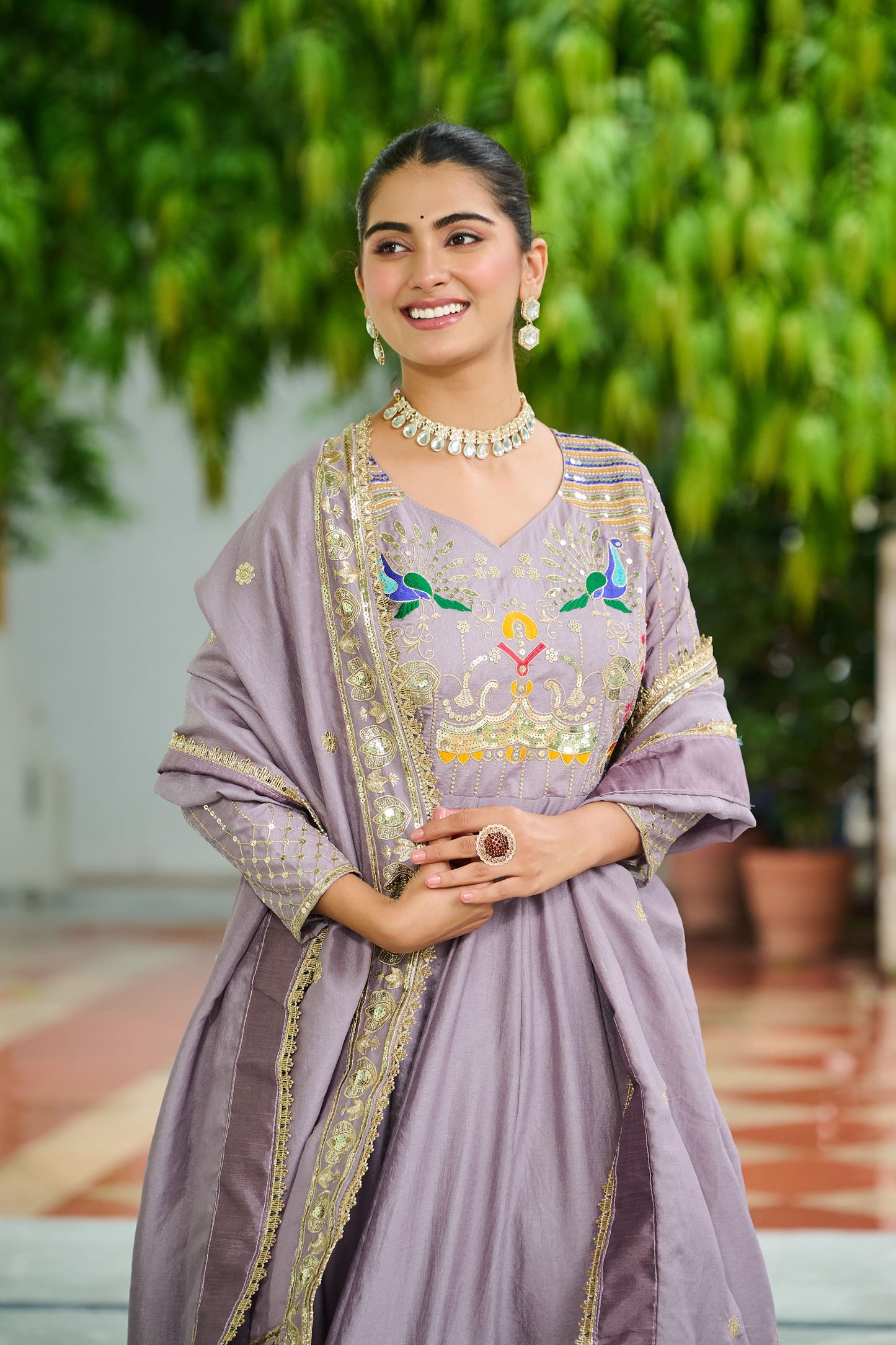 Navyara Lavender Onion Gown with Dupatta