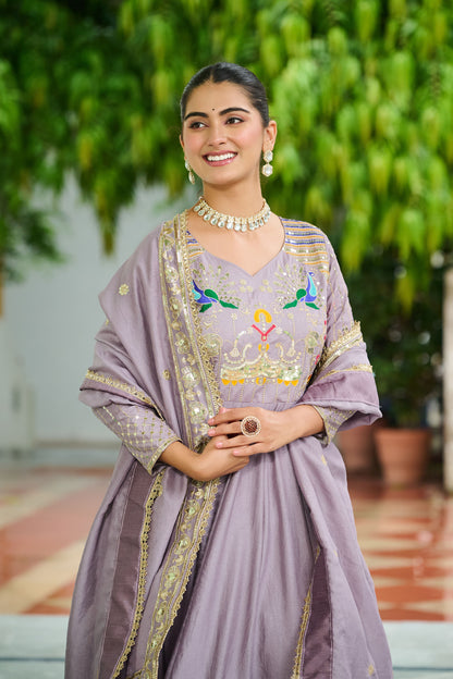 Navyara Lavender Onion Gown with Dupatta
