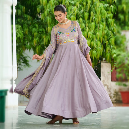 Navyara Lavender Onion Gown with Dupatta