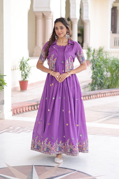 Pranavi Purple Gown with Koti