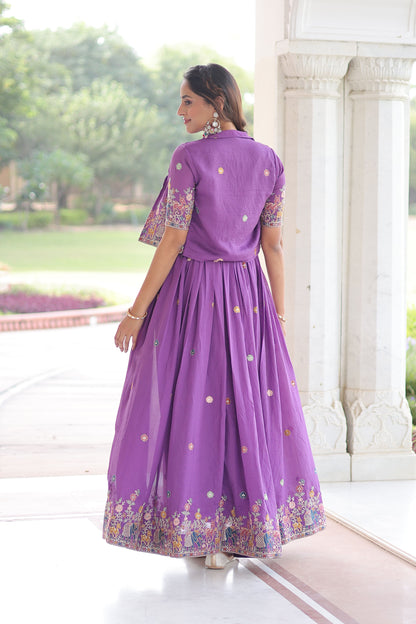 Pranavi Purple Gown with Koti