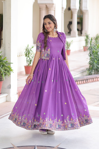 Pranavi Purple Gown with Koti
