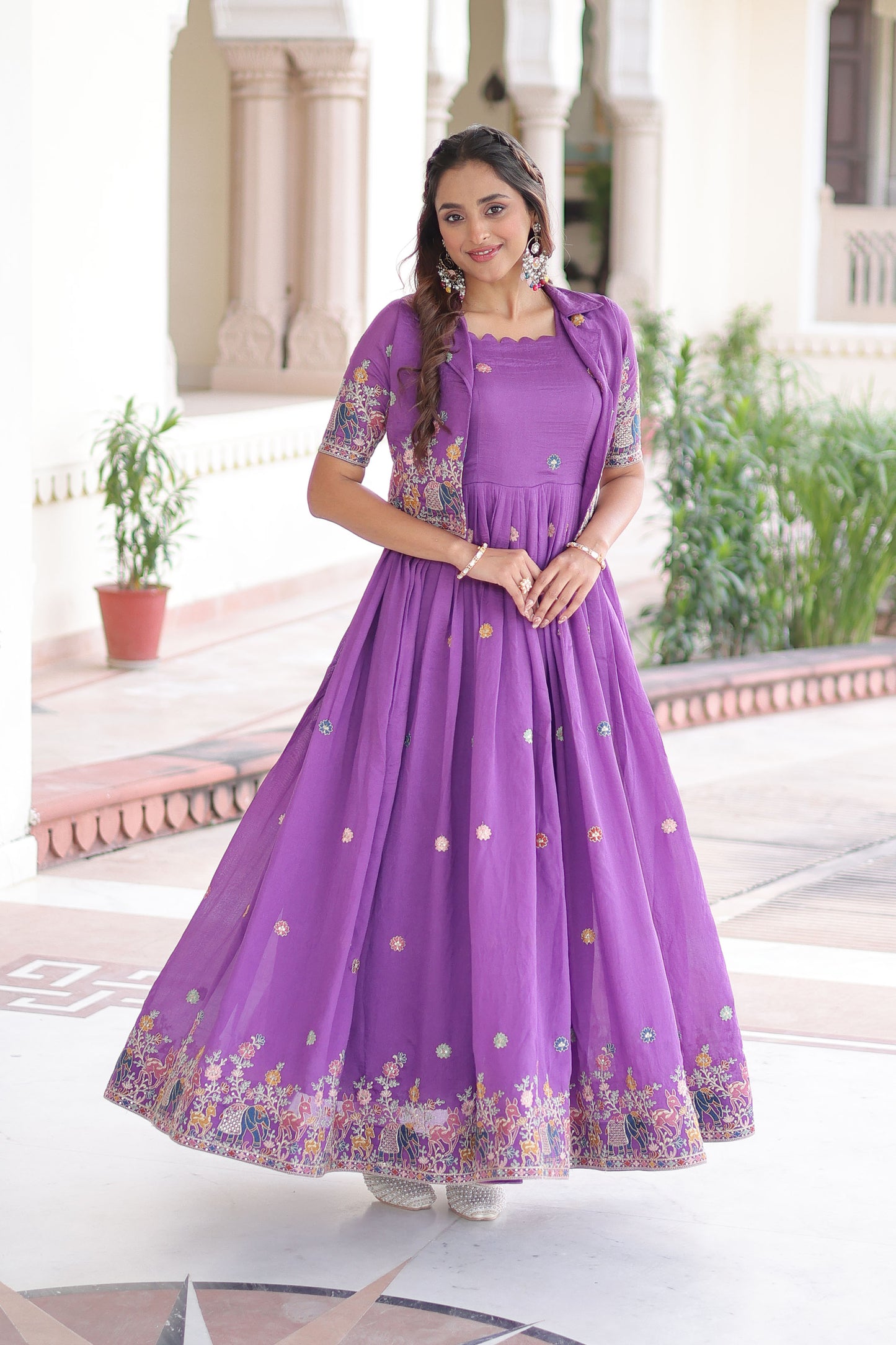 Pranavi Purple Gown with Koti