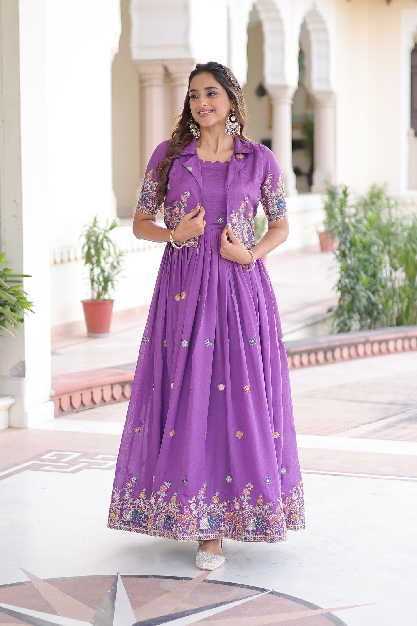 Pranavi Purple Gown with Koti