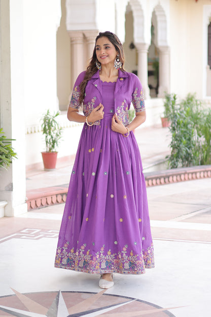 Pranavi Purple Gown with Koti