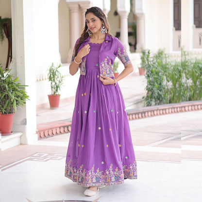 Pranavi Purple Gown with Koti