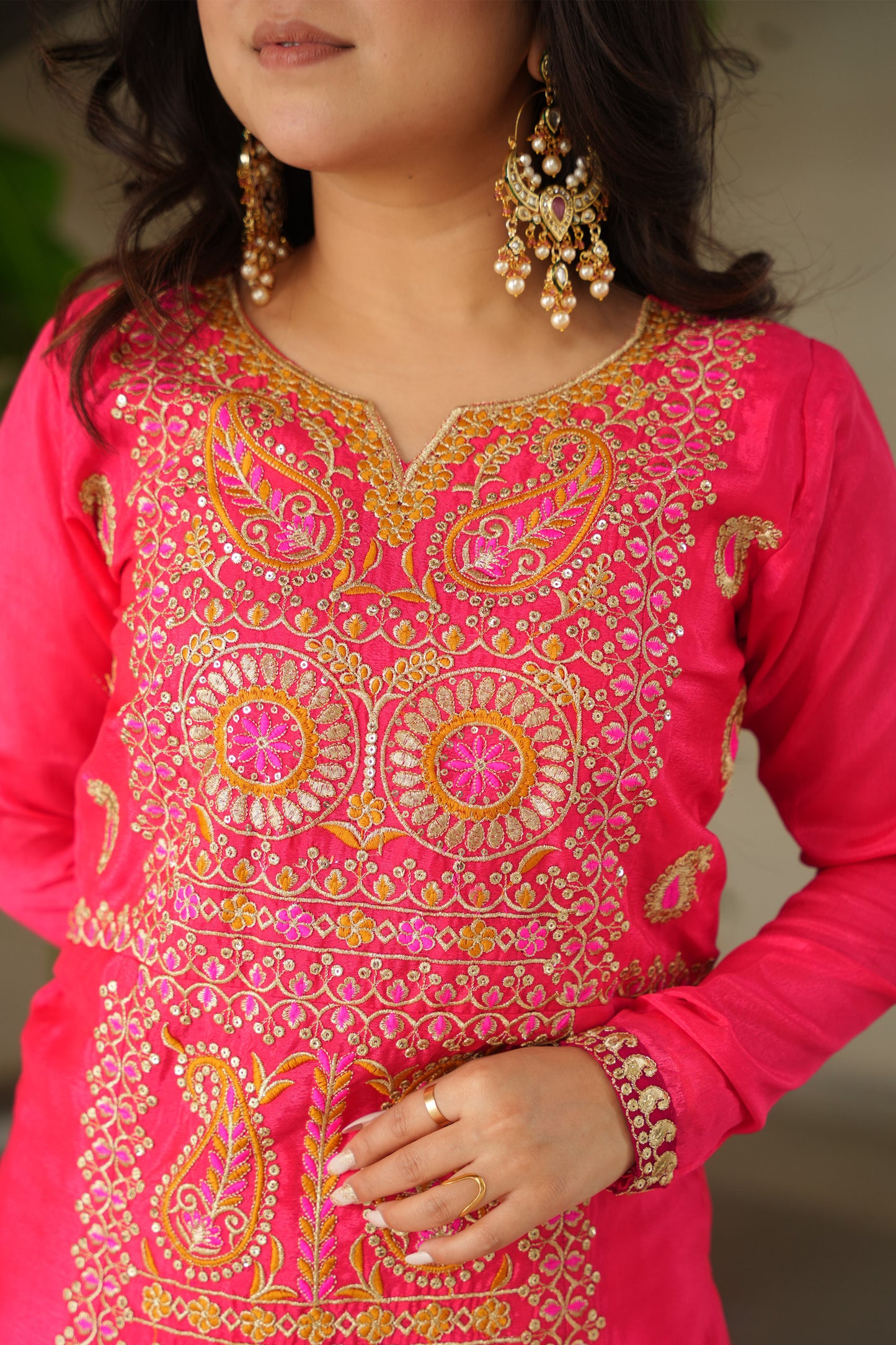 Gajri Pink Embroidered Kurta Set