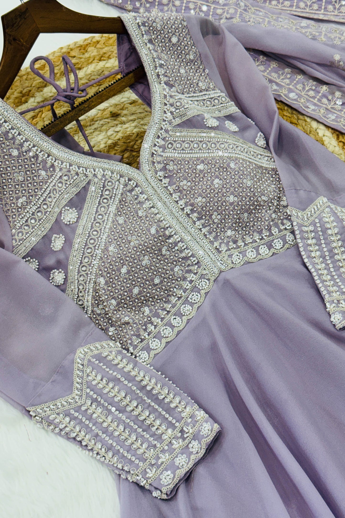 Ishani Lavender Sequin Beads Embroidered Gown With Duppata