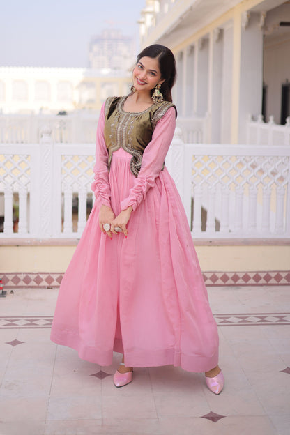Blush Pink Gown with Olive Koti