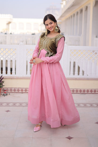 Blush Pink Gown with Olive Koti