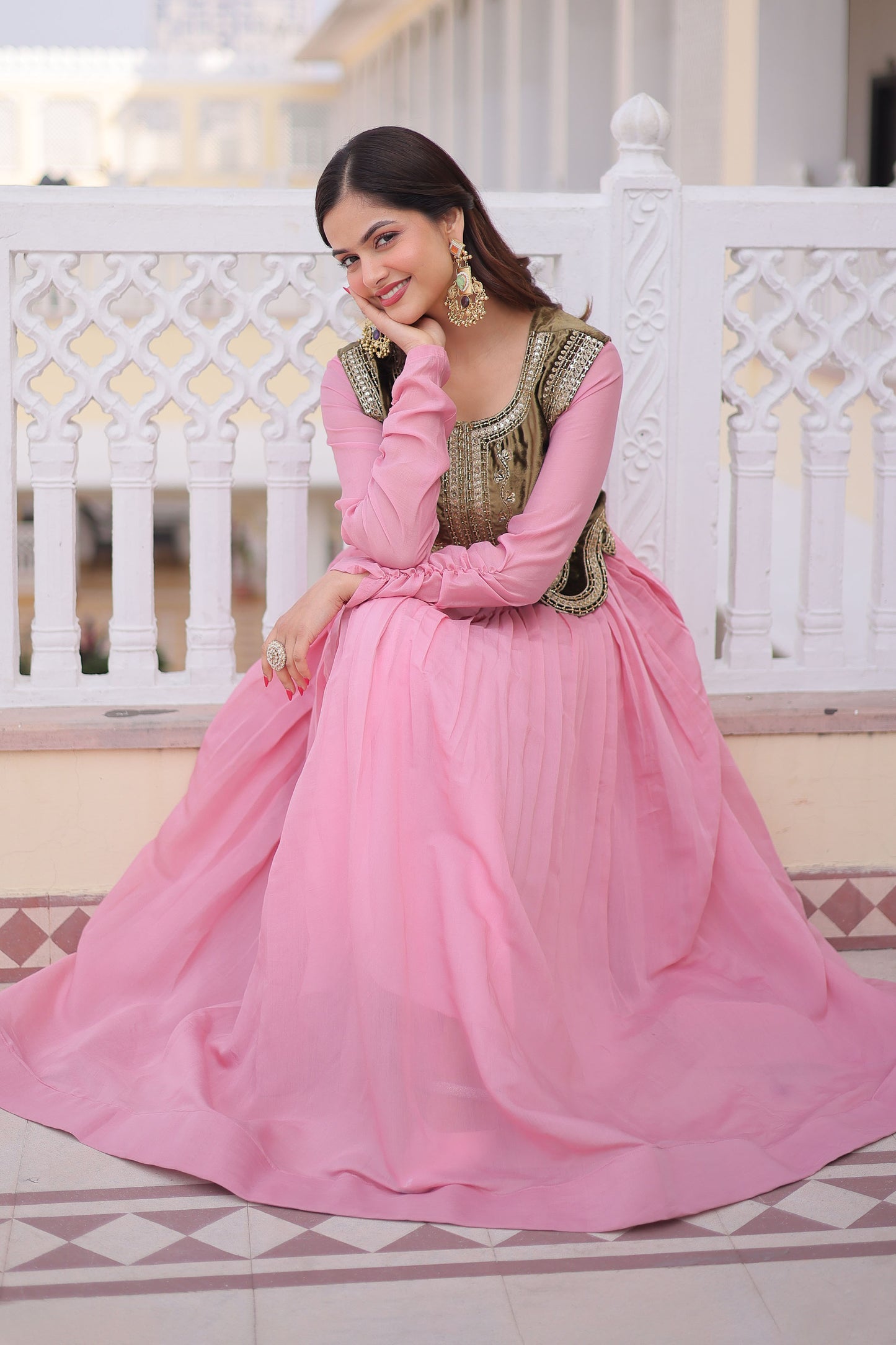 Blush Pink Gown with Olive Koti
