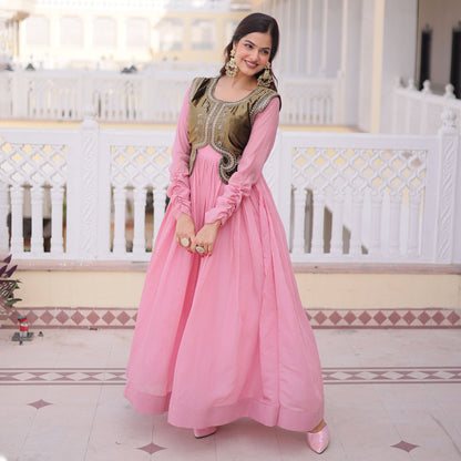Blush Pink Gown with Olive Koti