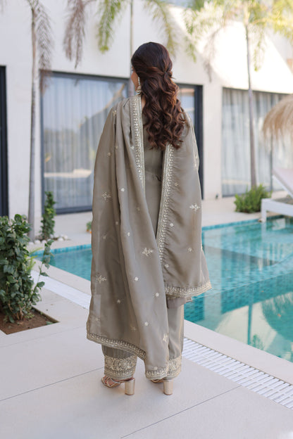 Beige Brilliance Gota Patti Kurta Set