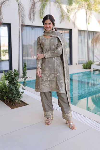 Beige Brilliance Gota Patti Kurta Set