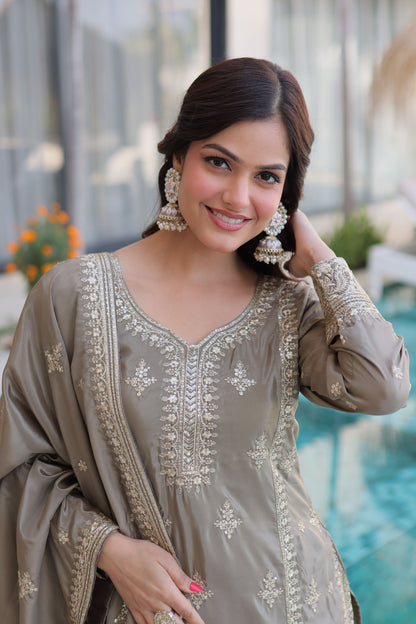 Beige Brilliance Gota Patti Kurta Set