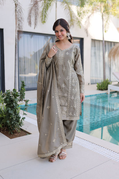 Beige Brilliance Gota Patti Kurta Set