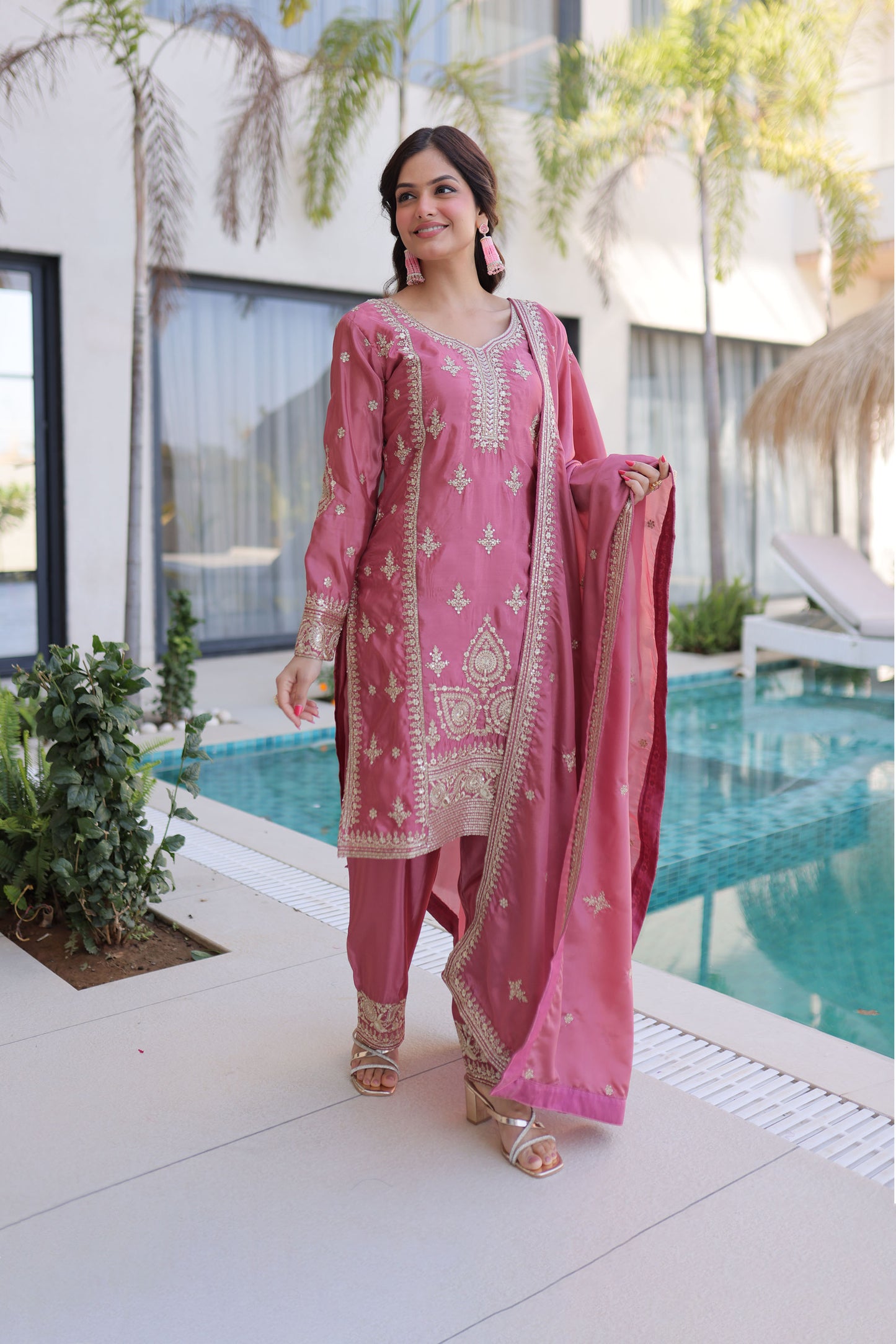 Rose Petal Pink Gota Patti Kurta Set