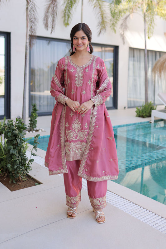 Rose Petal Pink Gota Patti Kurta Set