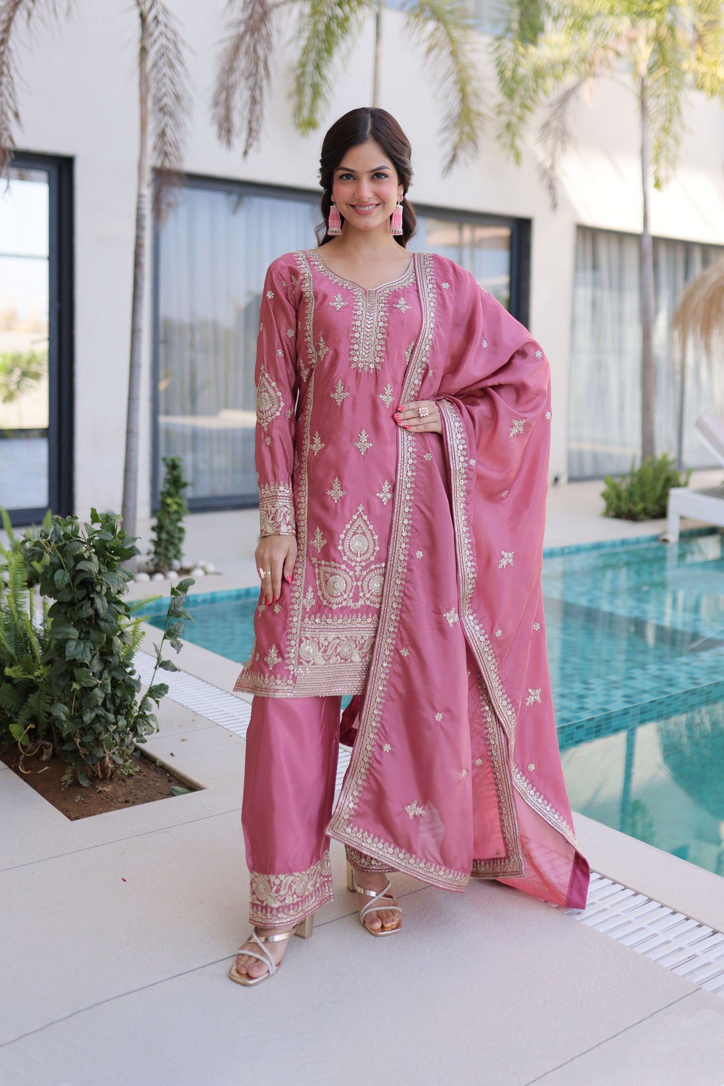 Rose Petal Pink Gota Patti Kurta Set