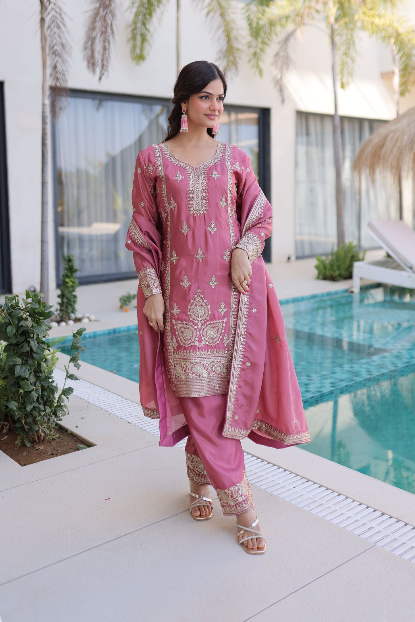 Rose Petal Pink Gota Patti Kurta Set