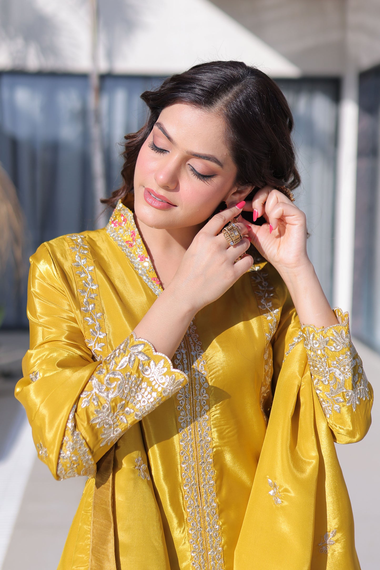 Golden Sunshine Yellow Silk Suit Set