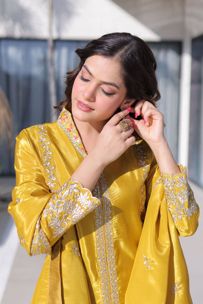 Golden Sunshine Yellow Silk Suit Set