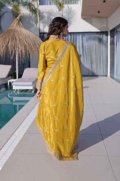 Golden Sunshine Yellow Silk Suit Set