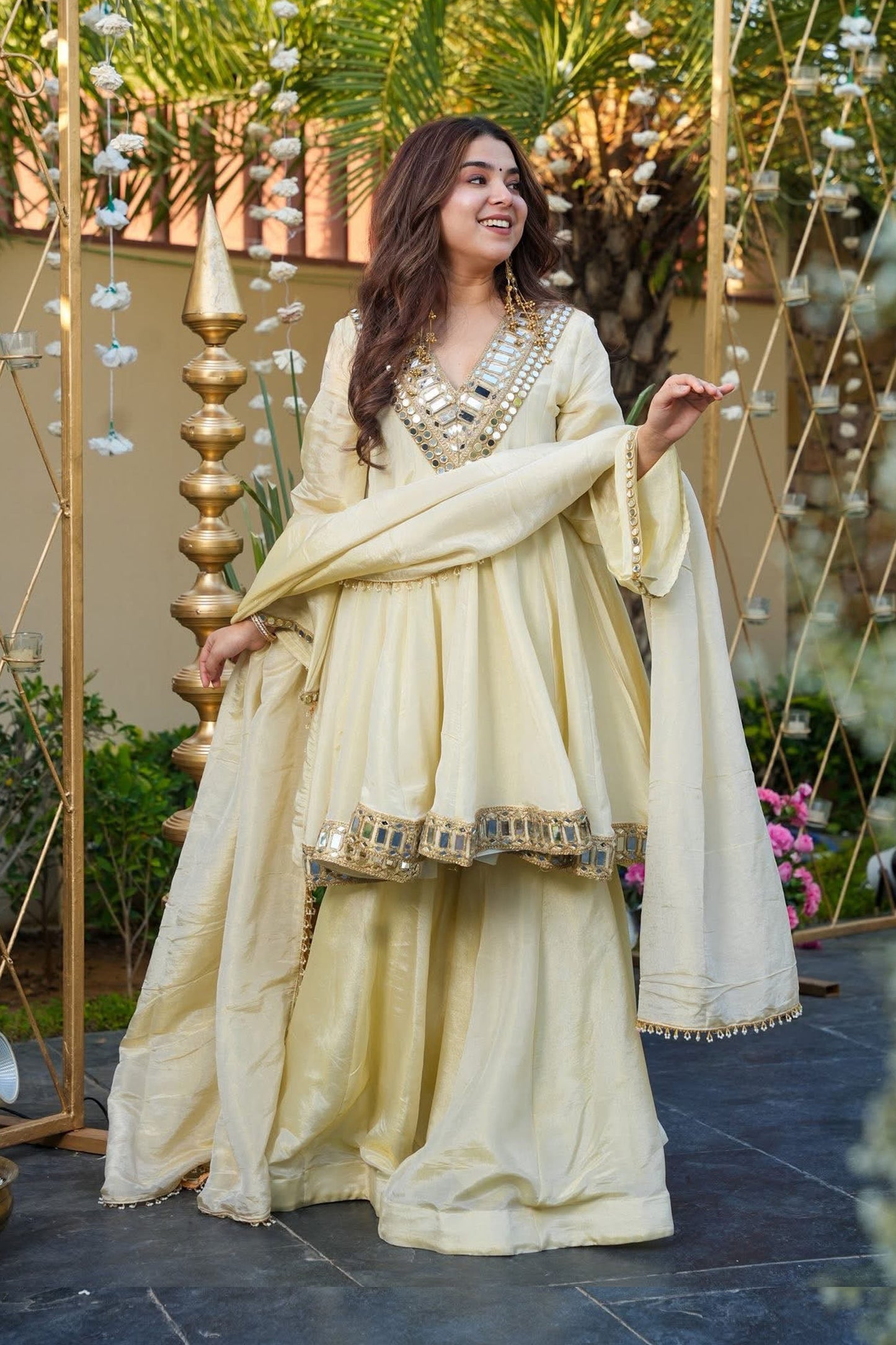 Off-white Sheeshmahal Sharara Set