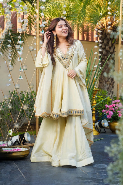 Off-white Sheeshmahal Sharara Set