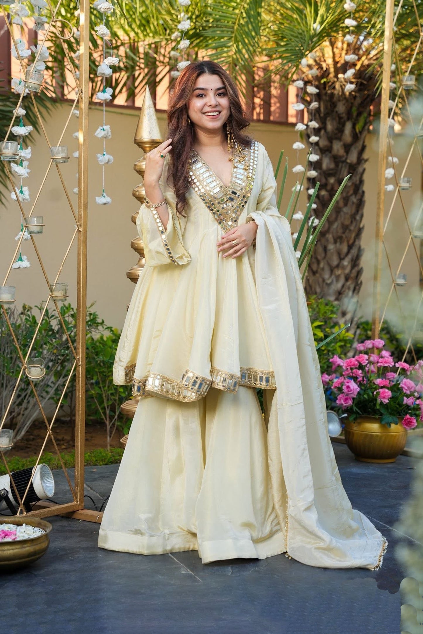 Off-white Sheeshmahal Sharara Set