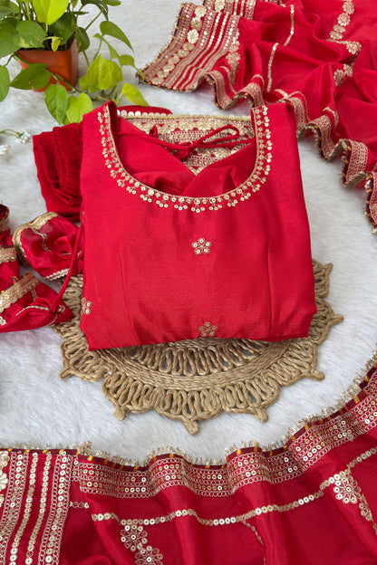 Shaahi Laal Anarkali Suit Set