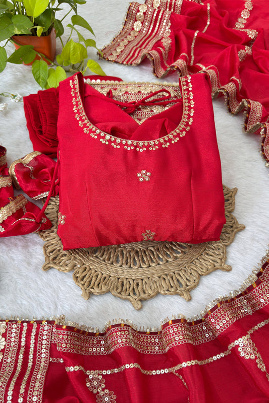 Shaahi Laal Anarkali Suit Set