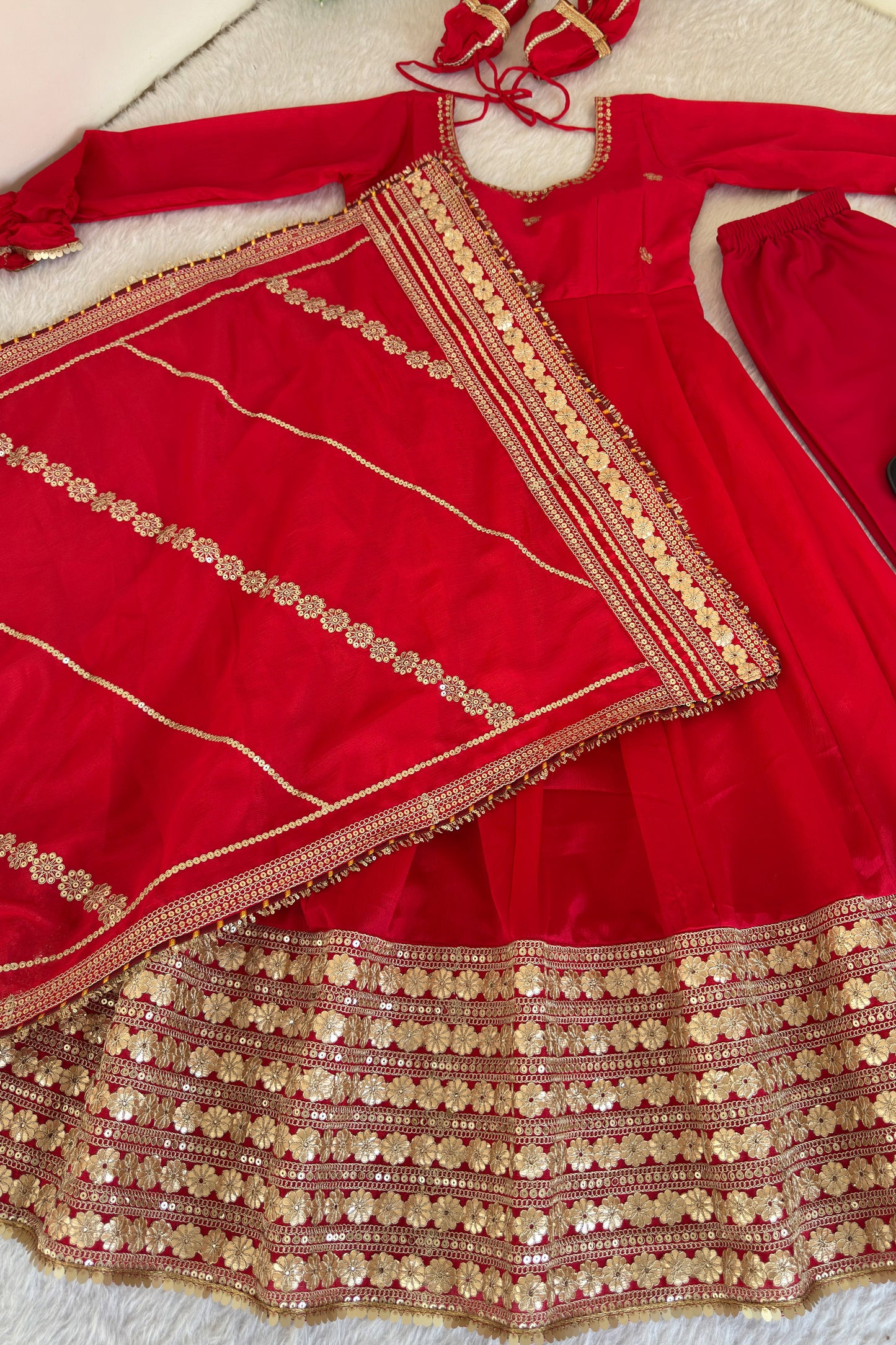 Shaahi Laal Anarkali Suit Set