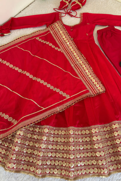 Shaahi Laal Anarkali Suit Set